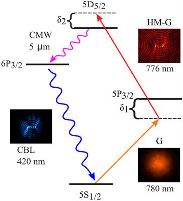 Frequency Conversion of Optical Vortex Arrays Through Four-Wave Mixing in Hot Atomic Gases